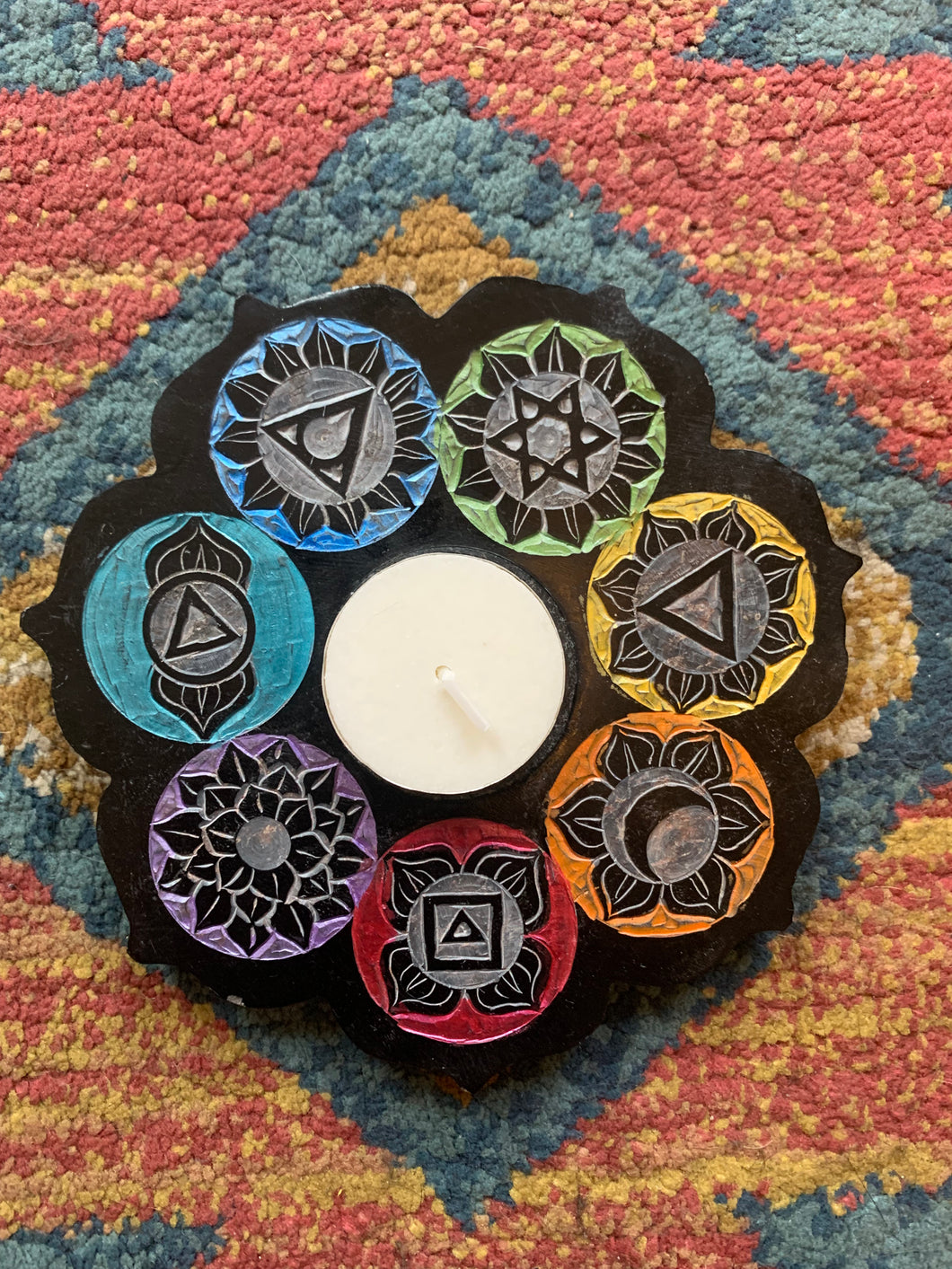 Soapstone Chakra Candle Holder