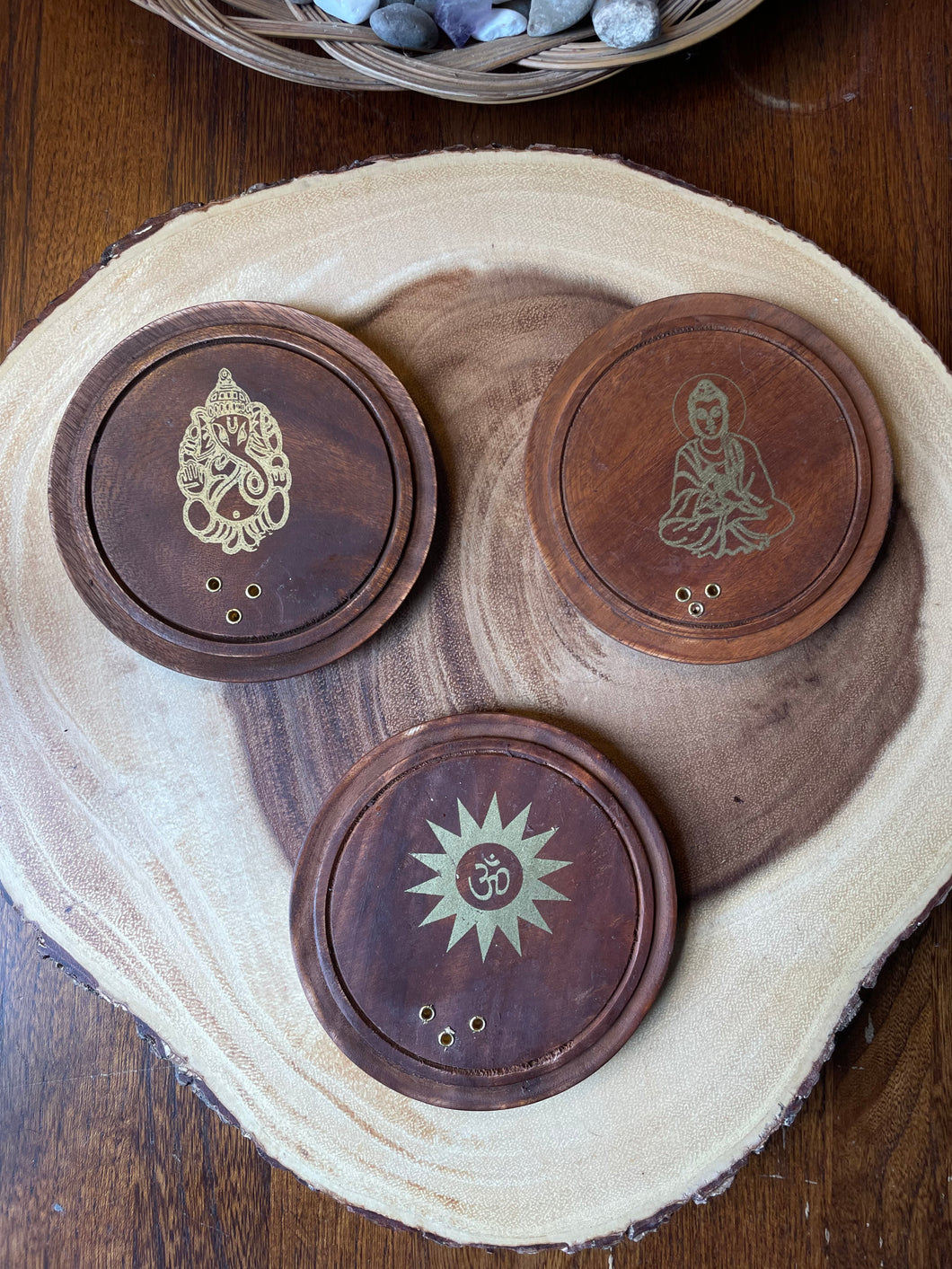 Round Wooden Incense Burner